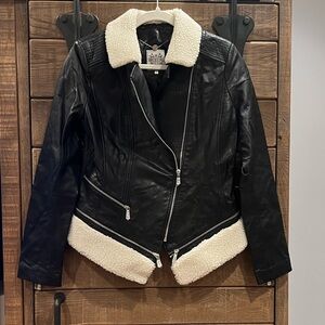 Dawn Levy Black and Shearling Leather Jacket